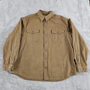 Duluth Trading Shirt/Jacket Mens 2XL Hanger Bender Fire Hose Brown Fleece Lined